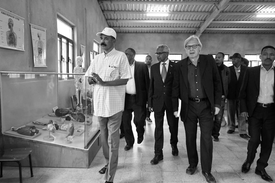 Asmara, Eritrea, Vittorio Sgarbi ad Expo2019 con il presidente Isaias Afwerki il 